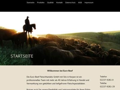 Website von Euro-Beef Fleischhandels GmbH