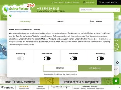 Website von GrünePerlen GmbH