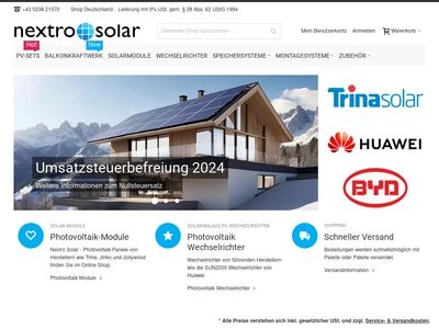 Website von Nextro Solar - nextro GmbH