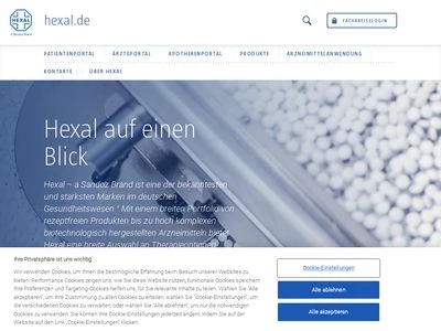 Website von HEXAL AG
