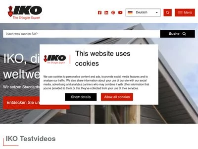Website von IKO Dachschindeln Vertrieb GmbH