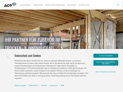 Website von ACP Baustofftechnik