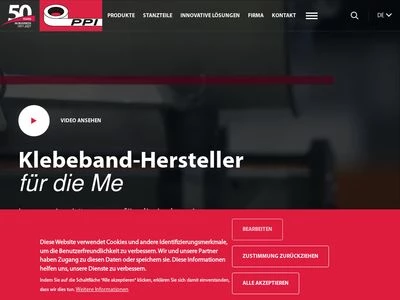Website von PPI Adhesive Products GmbH