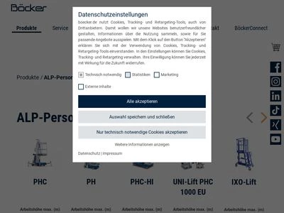 Website von Böcker Maschinenwerke GmbH