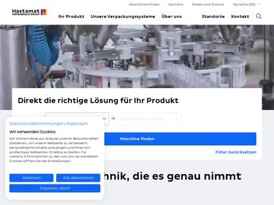 Website von Hastamat Verpackungstechnik GmbH