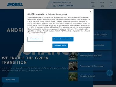 Website von ANDRITZ AG