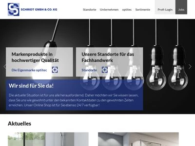 Website von Schmidt GmbH & Co. KG Elektro-Grosshandlung