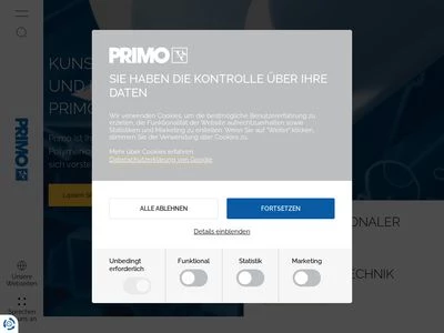 Website von PRIMO Profile GmbH