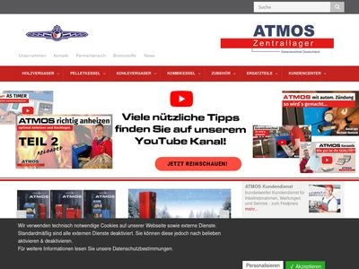 Website von ATMOS Zentrallager - Generalvertrieb Deutschland