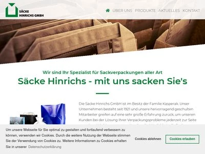 Website von Säcke Hinrichs GmbH
