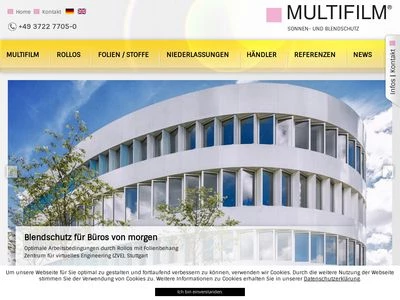 Website von MULTIFILM Sonnen- und Blendschutz GmbH