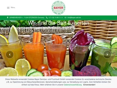 Website von Bayer Gemüse- und Fruchtsaft GmbH