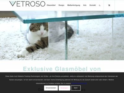 Website von vetroso Glasmöbel