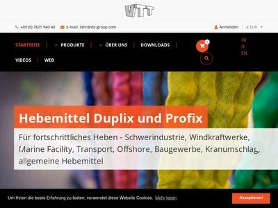 Website von VTT Industriebedarf GmbH