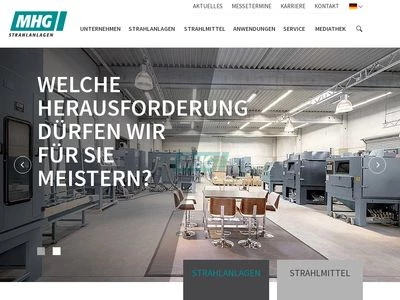 Website von MHG Strahlanlagen GmbH
