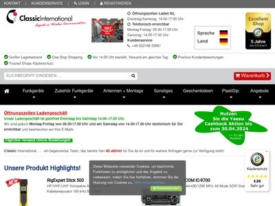 Website von Classic International Vertriebs-GmbH