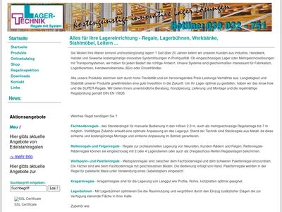 Website von Lagertechnik Simlacher