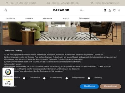 Website von Parador GmbH & Co. KG