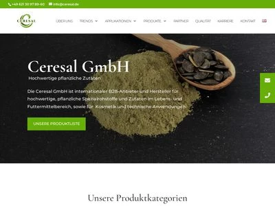 Website von Ceresal GmbH