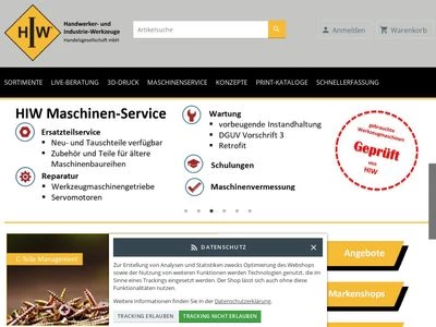 Website von HIW Handwerker- und Industrie-Werkzeuge Handelsgesellschaft mbH