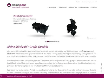 Website von memoplast GmbH