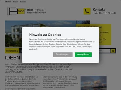 Website von Heiss Hydraulik + Pneumatik GmbH