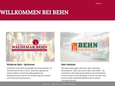 Website von BEHN Getränke GmbH