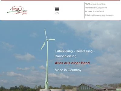 Website von PSW Energiesysteme GmbH
