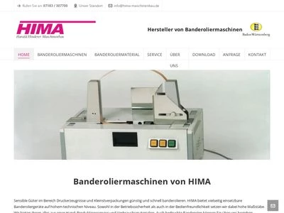 Website von HIMA Harald Hinderer Maschinenbau