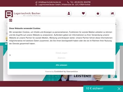 Website von Lagertechnik Becker GmbH
