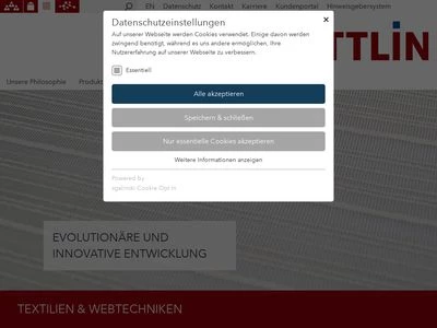 Website von ETTLIN Spinnerei und Weberei Produktions GmbH & Co. KG