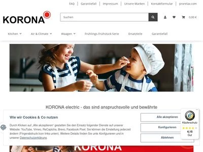 Website von KORONA electric GmbH