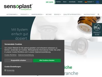 Website von Sensoplast Packmitteltechnik GmbH
