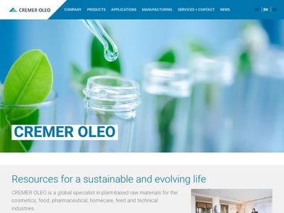 Website von CREMER OLEO GmbH & Co. KG
