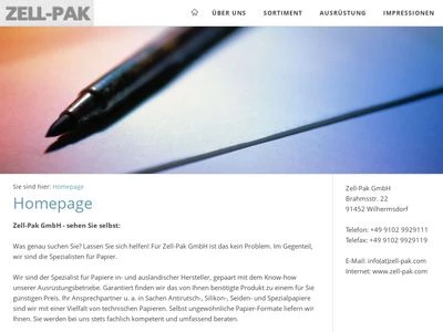Website von Zell-Pak GmbH