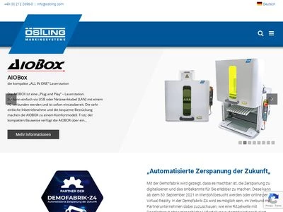 Website von Östling Marking Systems GmbH