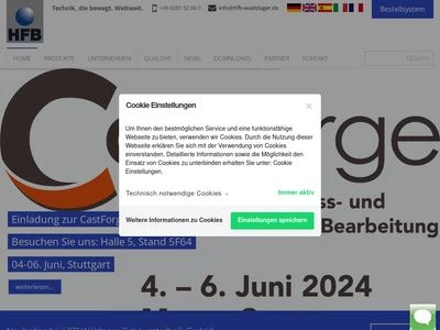 Website von HFB Wälzlager-Gehäusetechnik GmbH