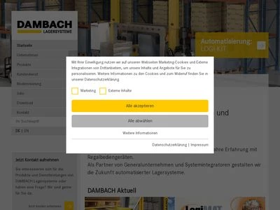 Website von Dambach Lagersysteme GmbH & Co. KG