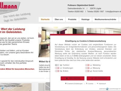 Website von Pollmann Objektmöbel GmbH