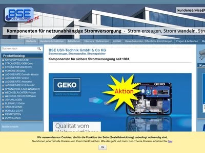 Website von BSE USV-Technik GmbH & Co. KG