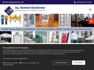 Website von Kleinlercher Bernhard Betriebsausstattung & Präsentationstechnik