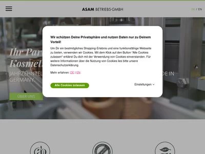 Website von Asam GmbH & Co. Betriebs KG