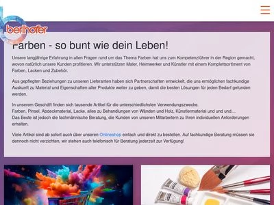 Website von Berlhofer Farben GmbH