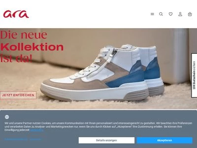 Website von ara Shop Schuhhandelsgesellschaft Ruhr mbH