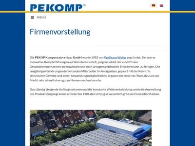 Website von PEKOMP Kompensatorenbau GmbH