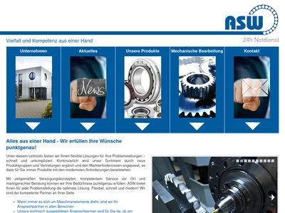 Website von ASW Wälzlager und Antriebstechnik GmbH