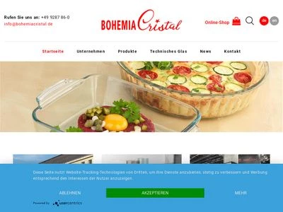 Website von Bohemia Cristal Handelsgesellschaft mbH