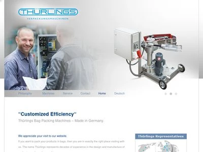 Website von Thürlings Verpackungsmaschinen GmbH