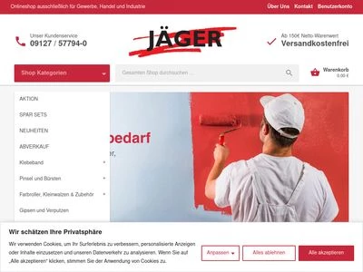 Website von Jäger Malerbedarf GmbH