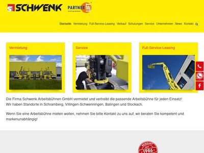 Website von Schwenk Arbeitsbühnen GmbH